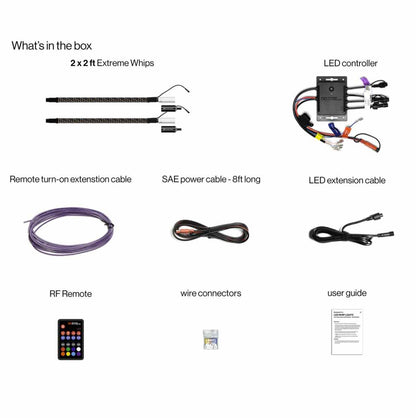 2' Extreme Whip Kit Pair of 2 Plus LED Cast Controller